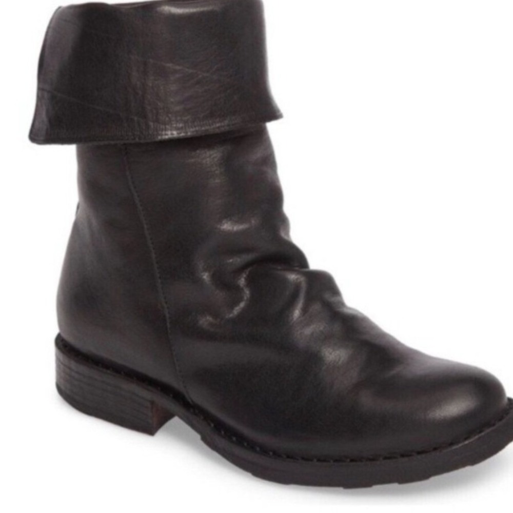 Fiorentini + Baker Ella Black Leather Fold Over Rear Zip Boots Italy Size 40